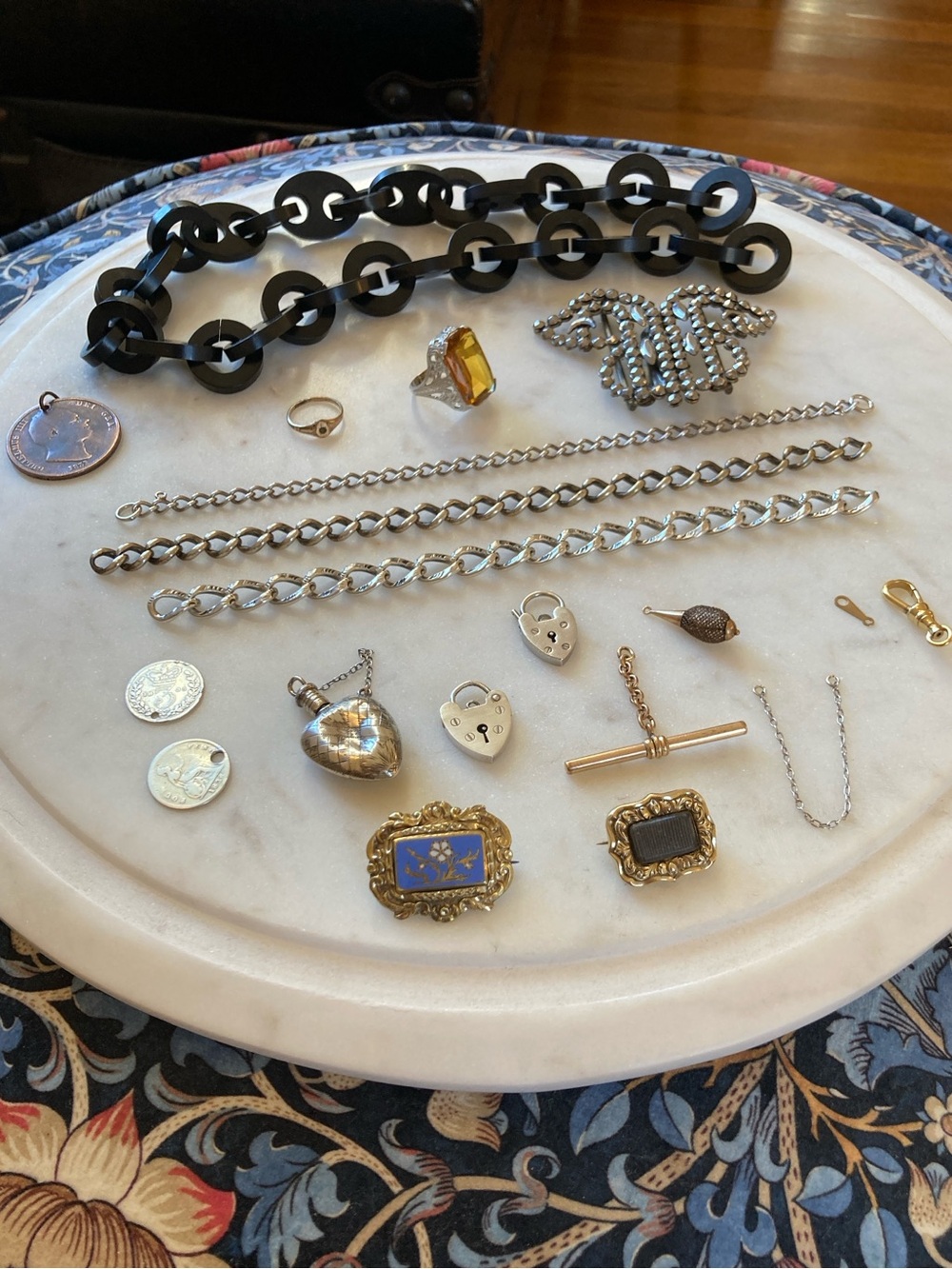 Antique Georgian & Victorian Mourning Jewelry & Hairwork Jewelry Lot - Picture 12 of 16
